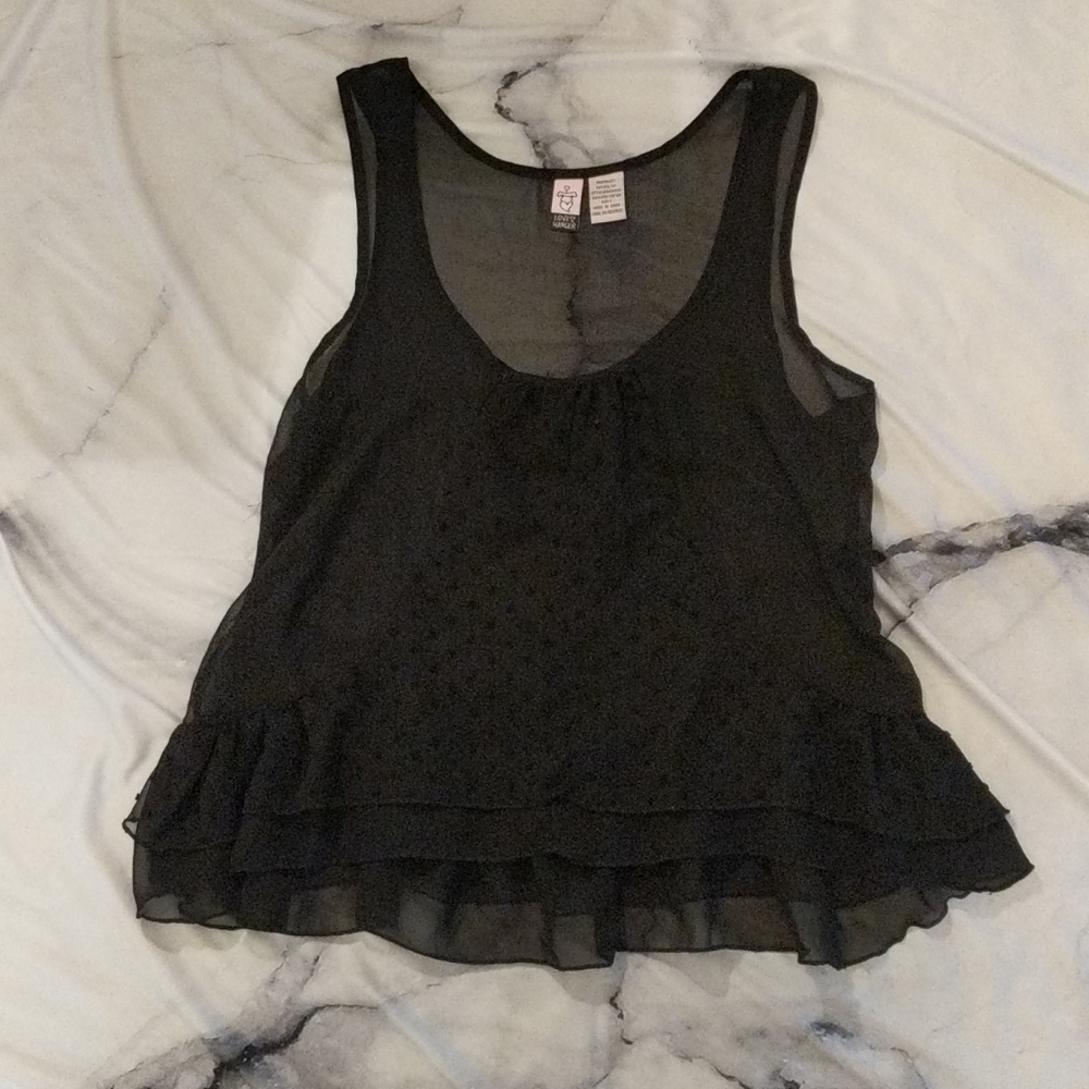 Sheer Black Top with Ruffles